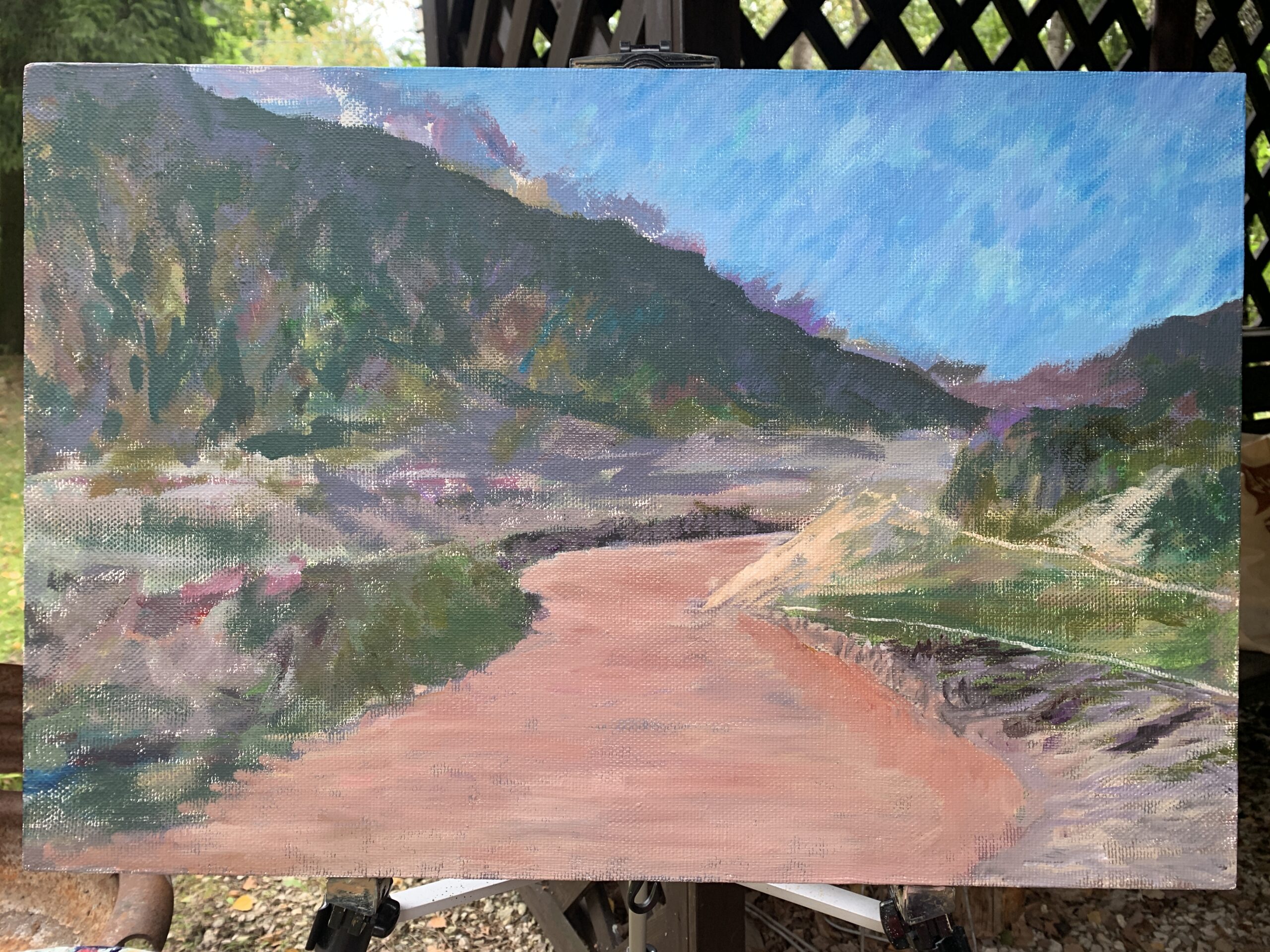 Surkhob River Safedchashma village landscape oil painting Albert Safiullin