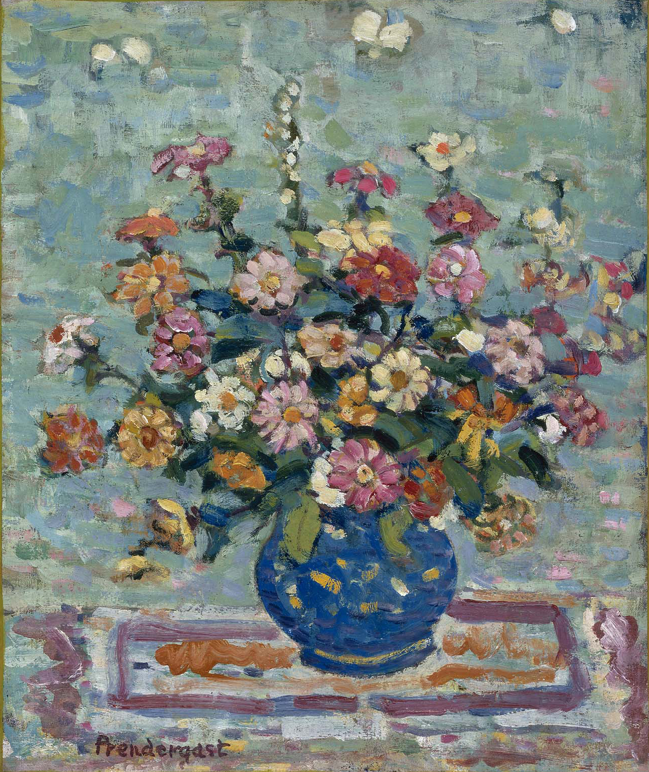 Flowers in a Blue Vase by Maurice Brazil Prendergast