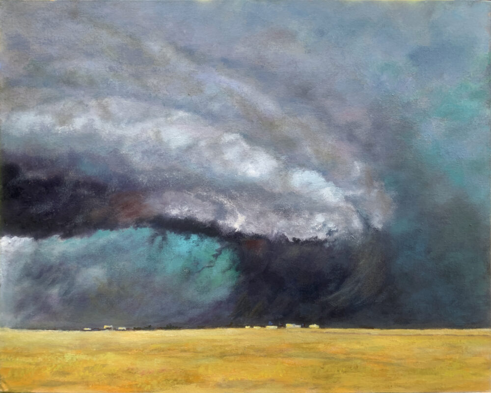 Birth tornado landscape sky clouds Kansas preries oil painting artist Albert Safiullin