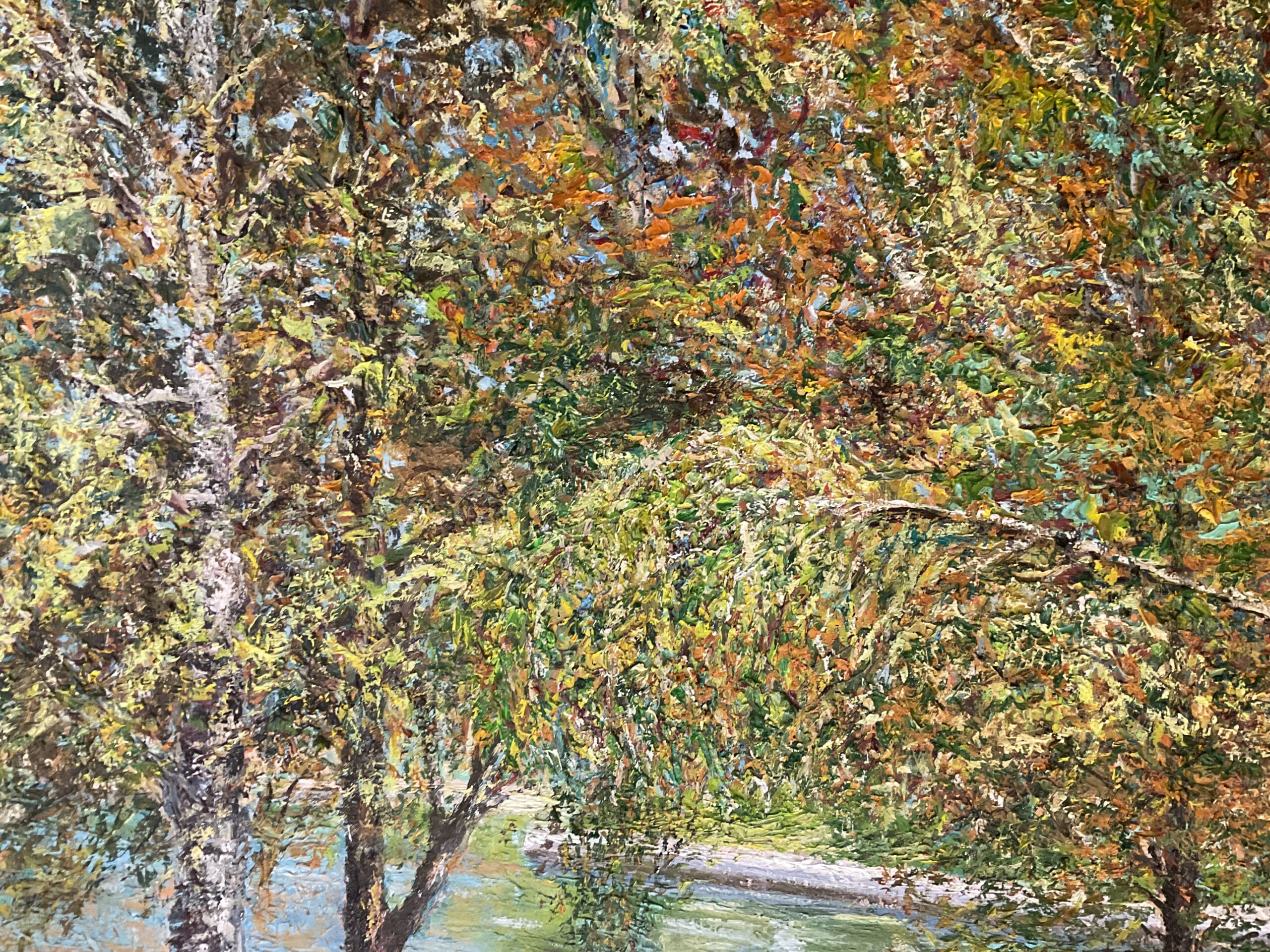 Autumn Landscape Фрагмент IMG_1943 September Landscape Autumn Indian Summer pond trees painting canvas oil artist Albert Safiullin