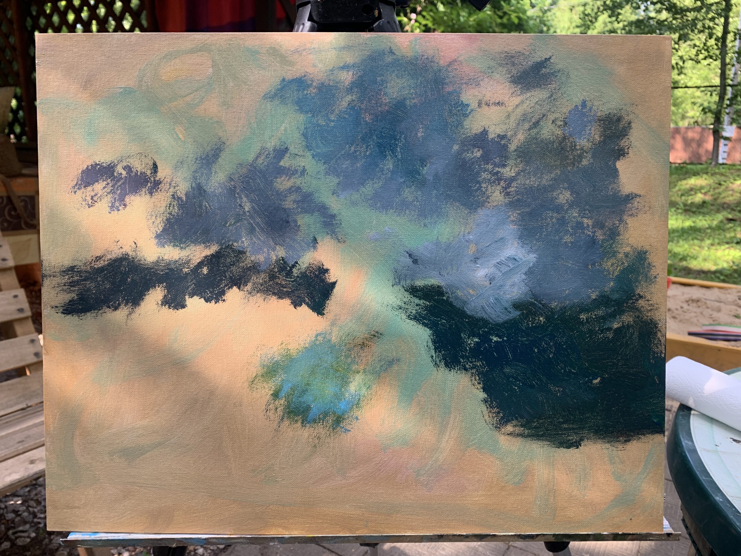 Birth tornado landscape sky clouds Kansas preries oil painting artist Albert Safiullin