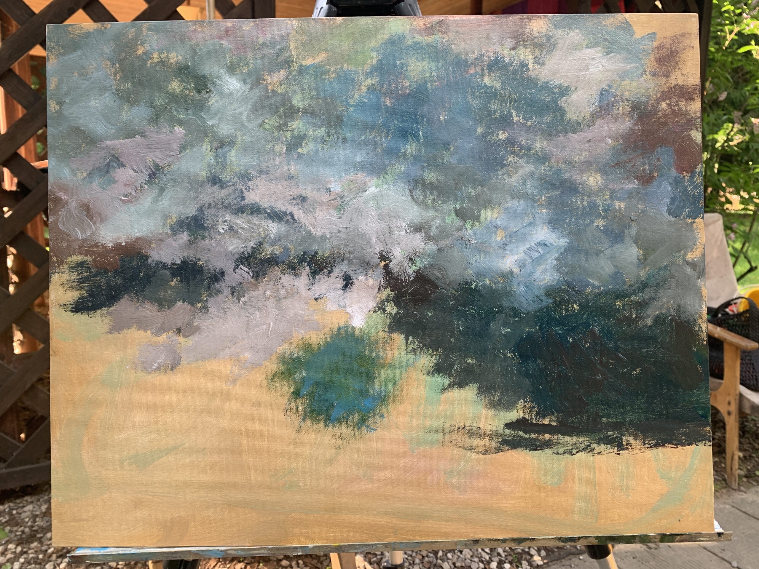 Birth tornado landscape sky clouds Kansas preries oil painting artist Albert Safiullin