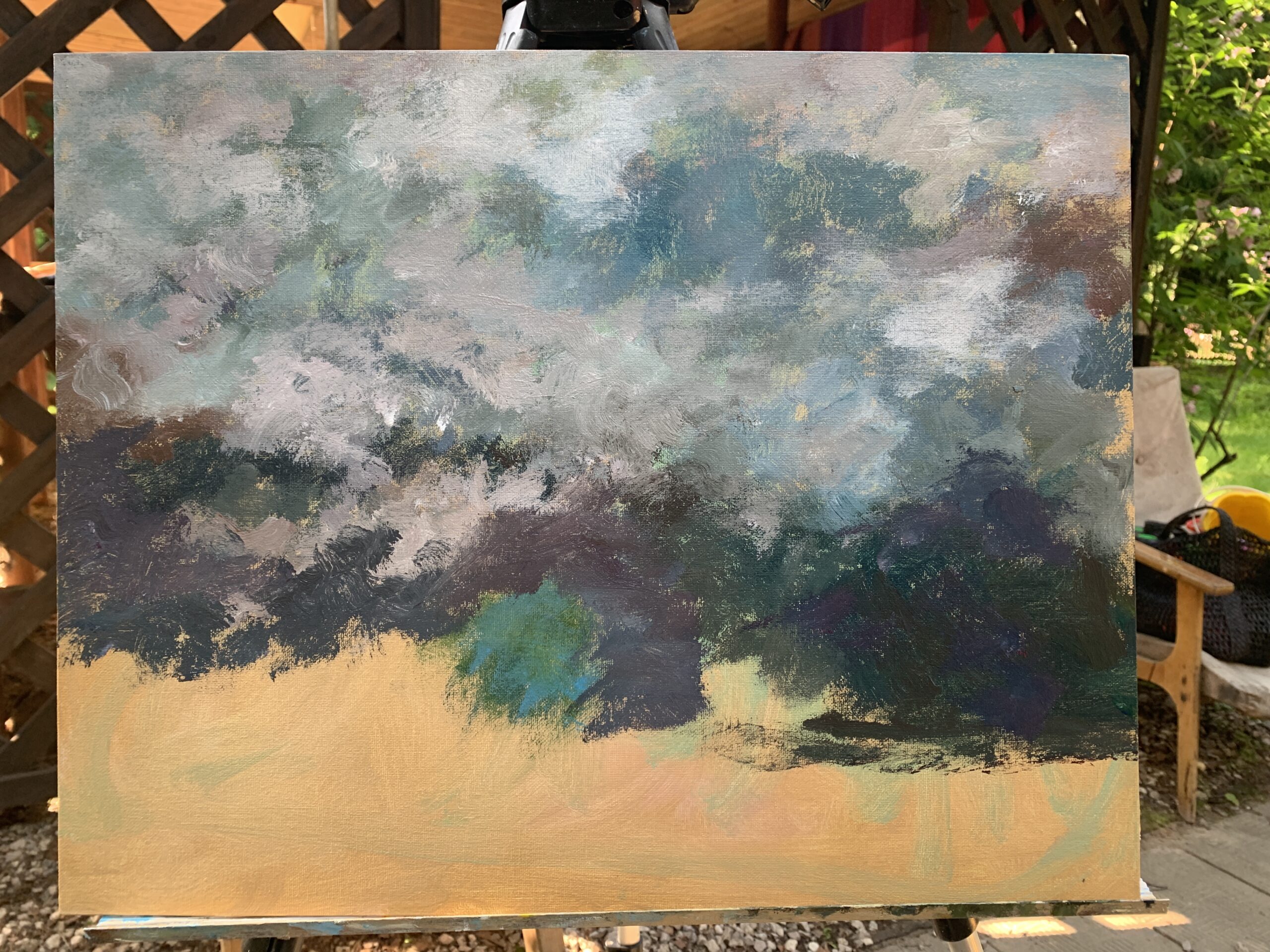 Birth tornado landscape sky clouds Kansas preries oil painting artist Albert Safiullin