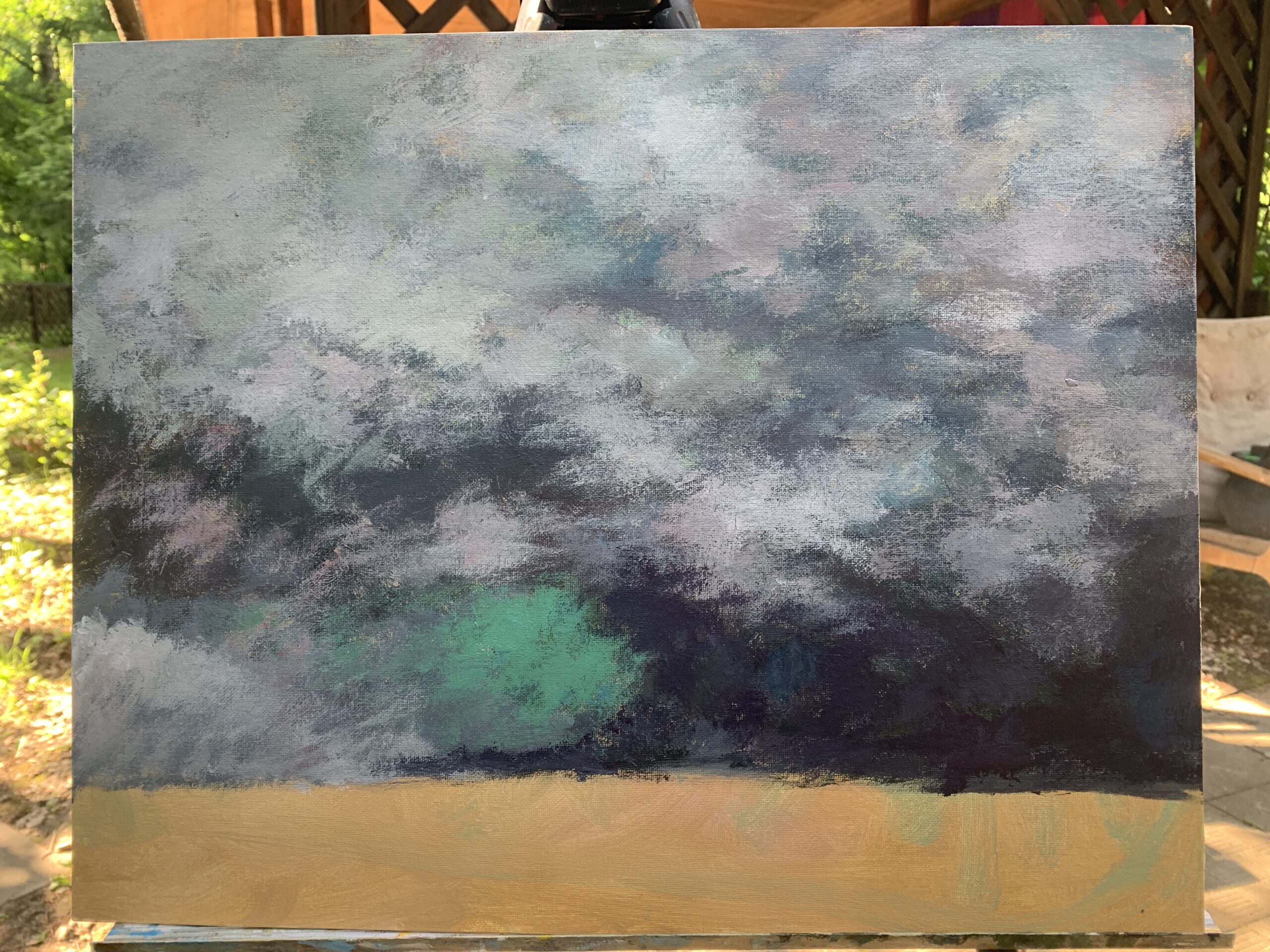 Birth tornado landscape sky clouds Kansas preries oil painting artist Albert Safiullin
