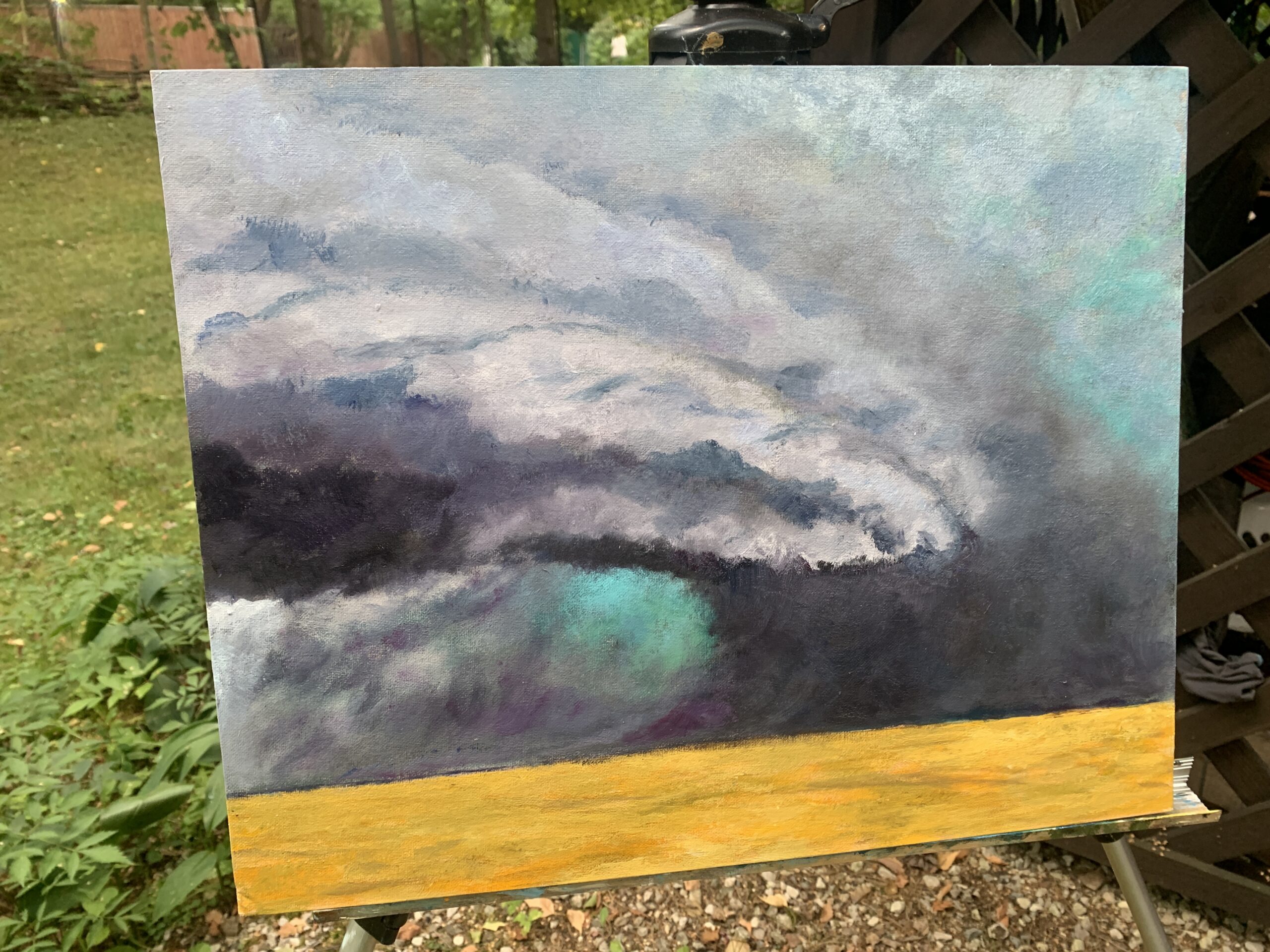 Birth tornado landscape sky clouds Kansas preries oil painting artist Albert Safiullin