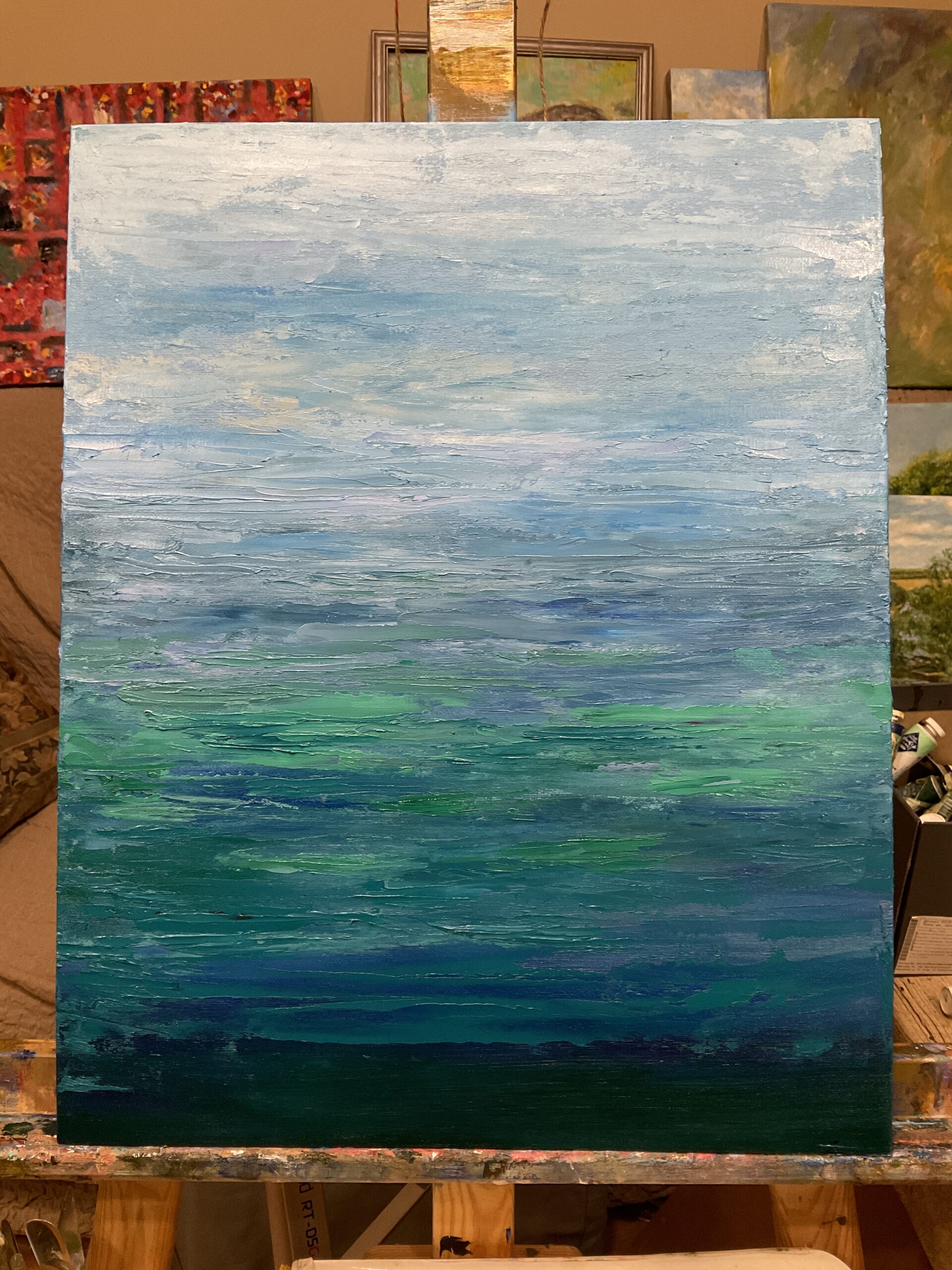 Mediterranean Sea Ventimiglia Italy landscape painting oil canvas artist Albert Safiullin