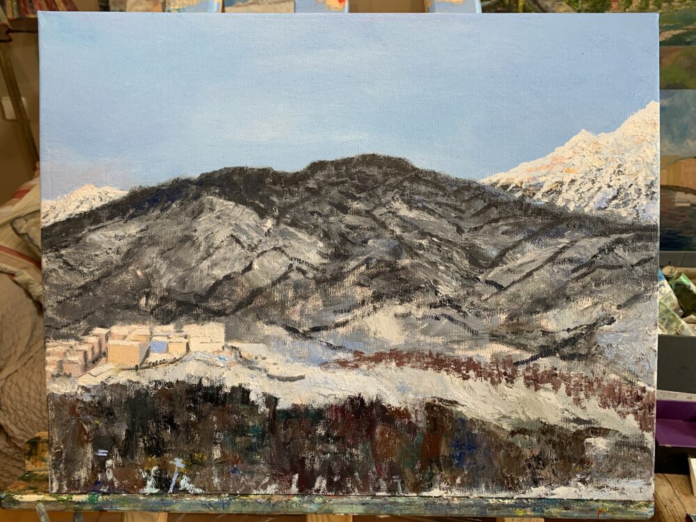 Mountains landscape painting Sochi Krasnaya Polyana 960 oil canvas Albert Safiullin impressionism