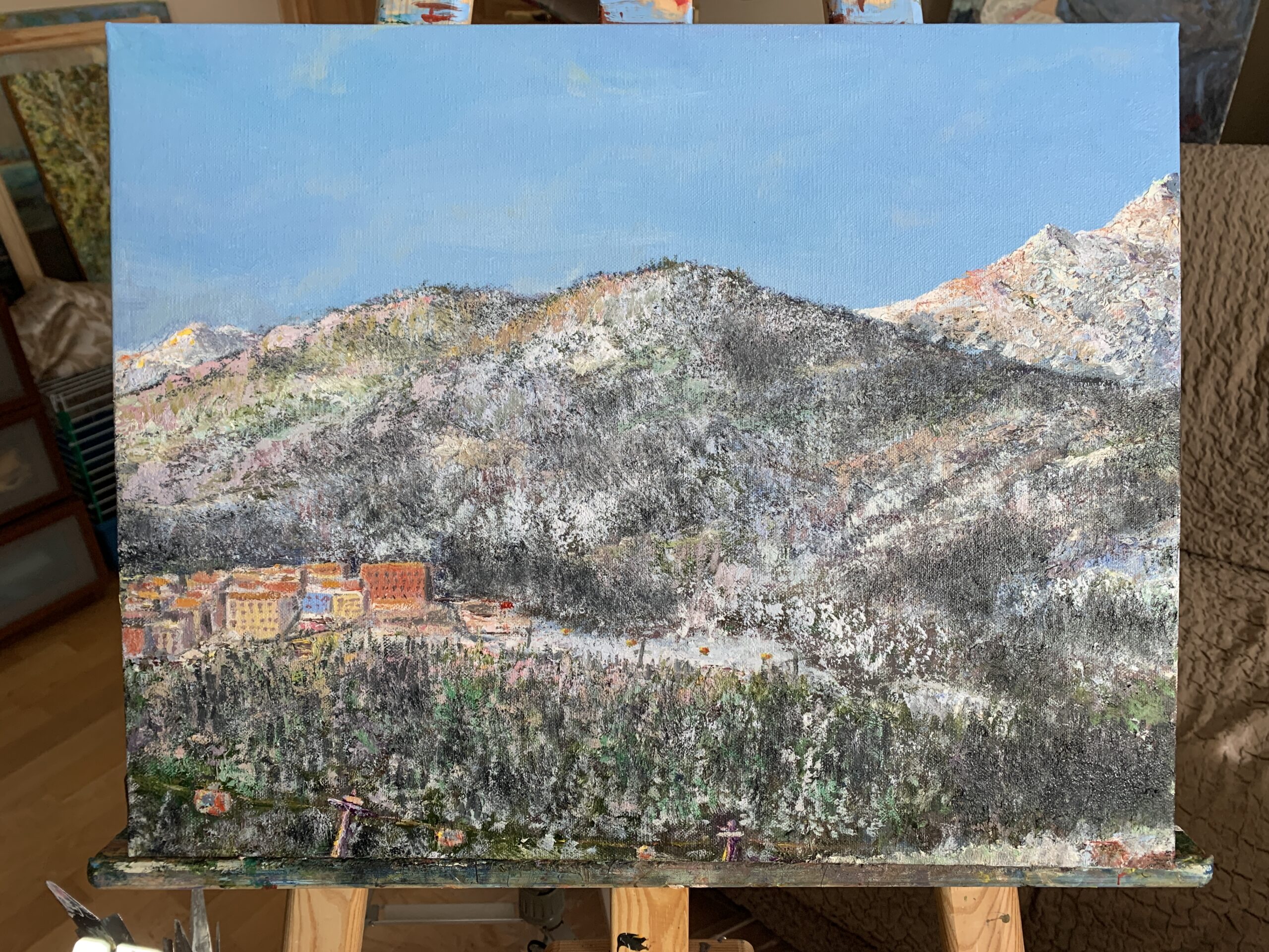 Mountains landscape painting Sochi Krasnaya Polyana 960 oil canvas Albert Safiullin impressionism