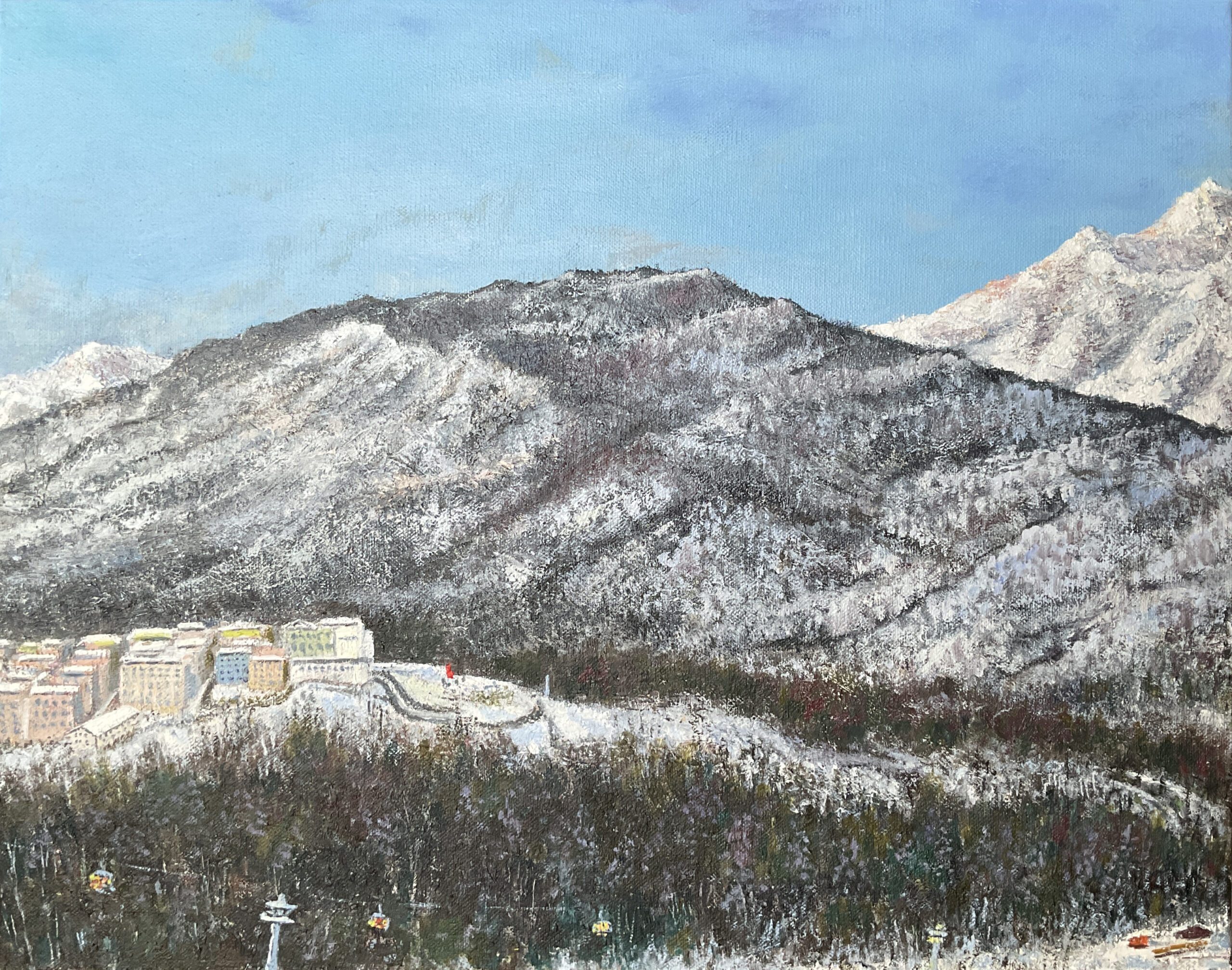 Mountains landscape painting Sochi Krasnaya Polyana 960 oil canvas Albert Safiullin impressionism