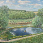 Protva river rural landscape painting oil canvas impressionism Albert Safiullin