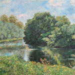 Protva River landscape summer painting oil canvas impressionism artist Albert Safiullin