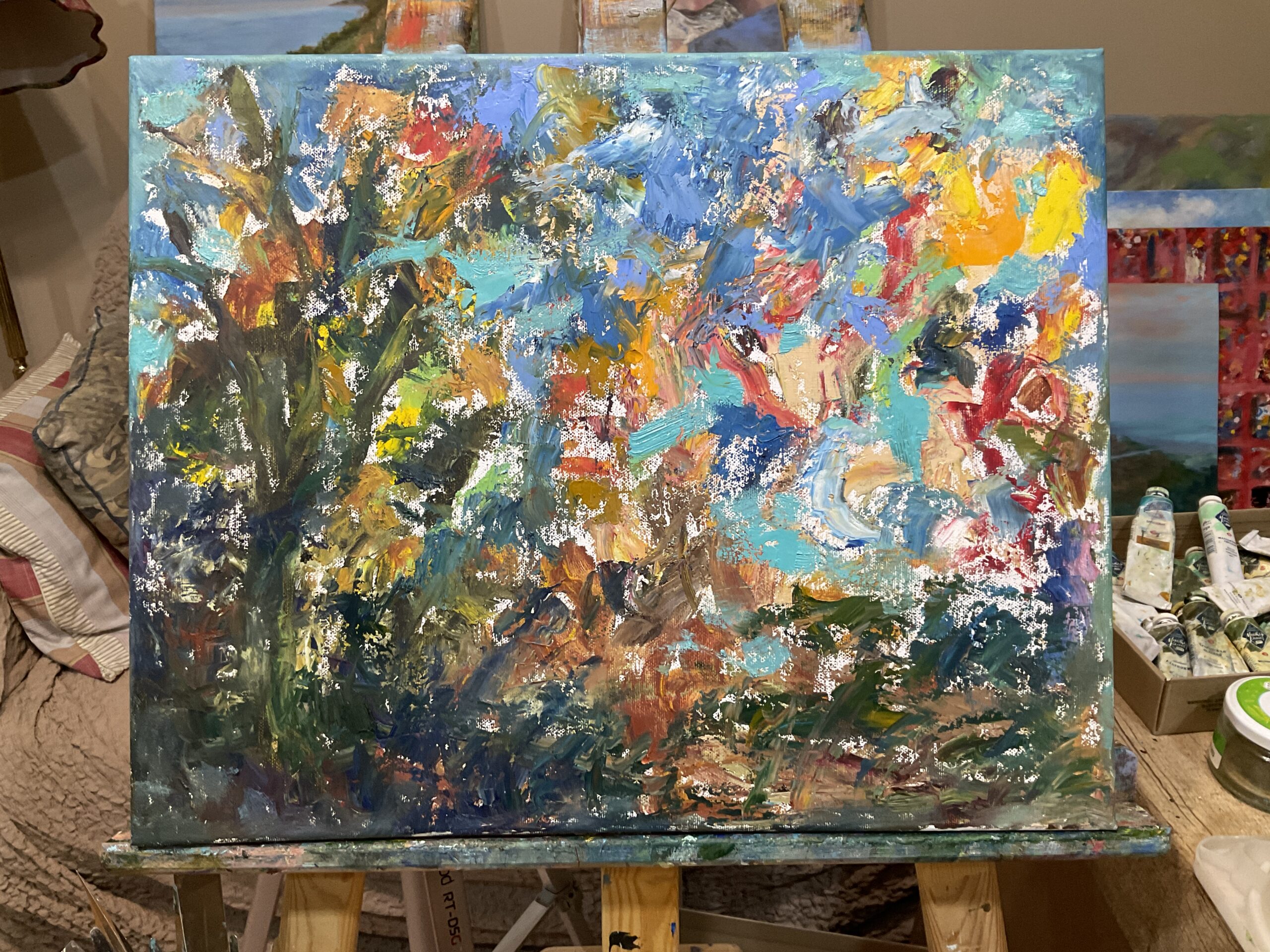 Autumn landscape September Park oil canvas impressionism Albert Safiullin