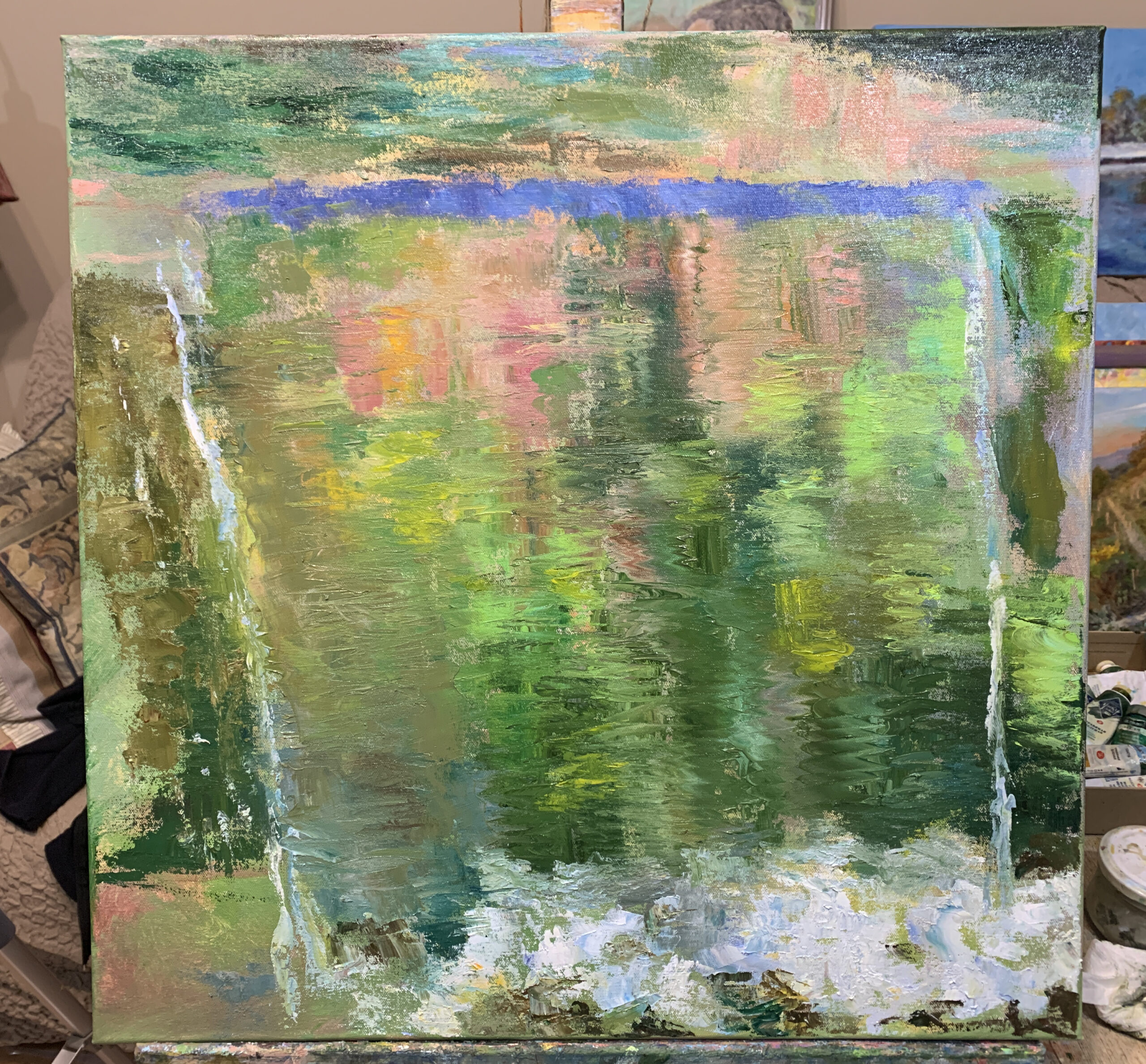 Source spring brook water painting oil canvas artist impressionism Albert Safiullin