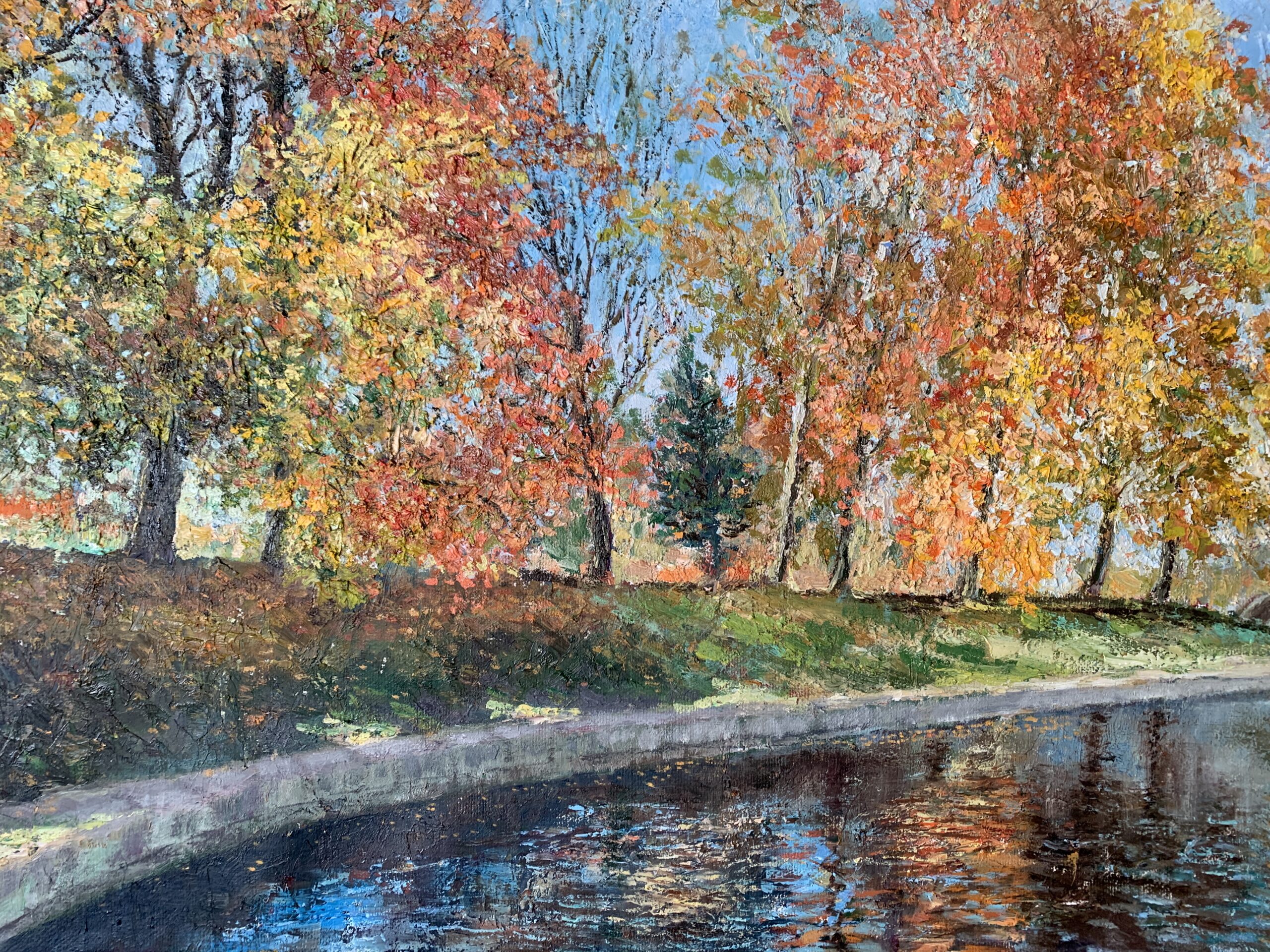 Autumn landscape September Park oil canvas impressionism Albert Safiullin