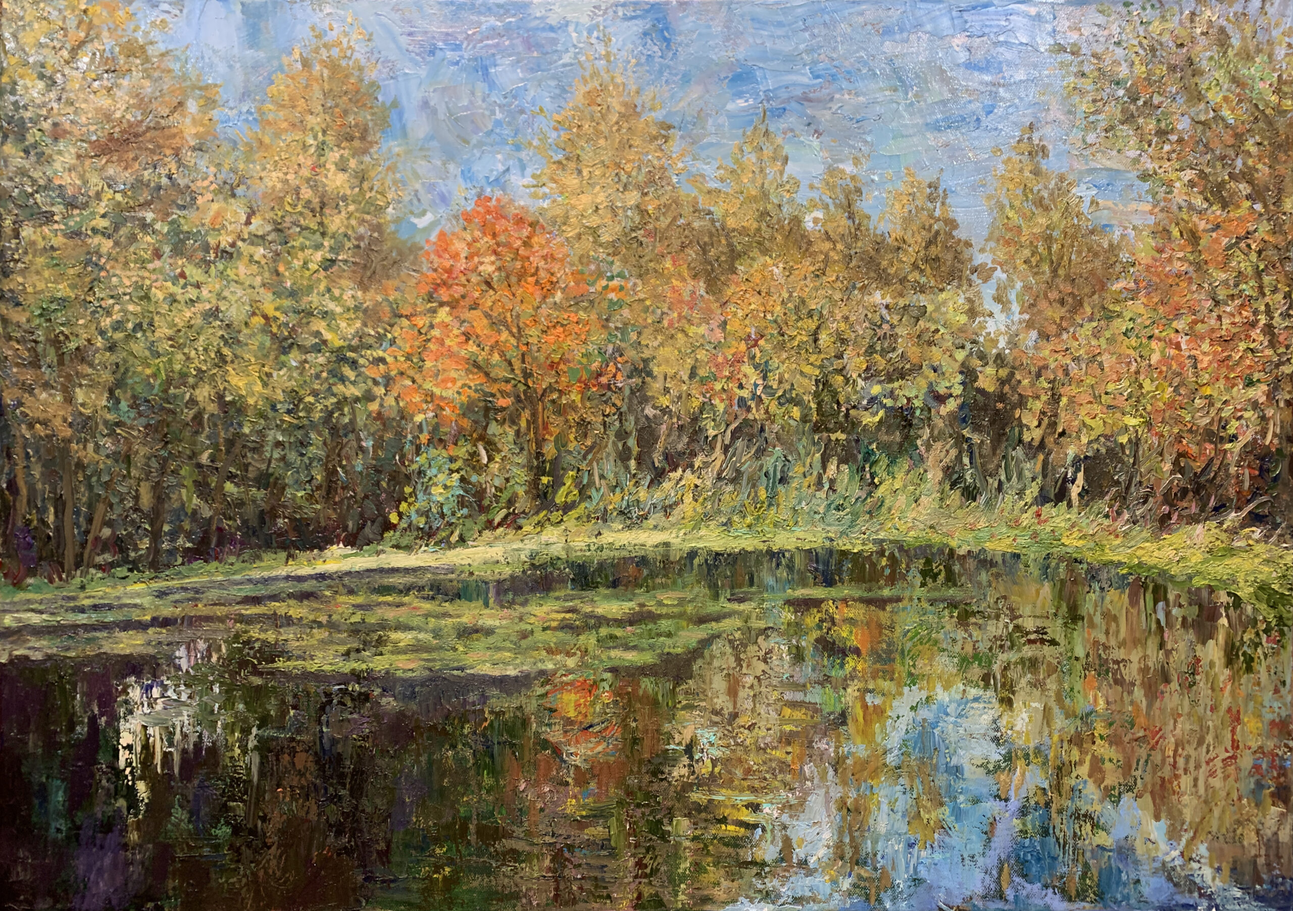 Отбор IMG_7295 autumn pond oil canvas painting landscape impressionism artist Albert Safiullin